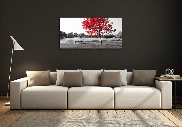 Glass picture print Red tree