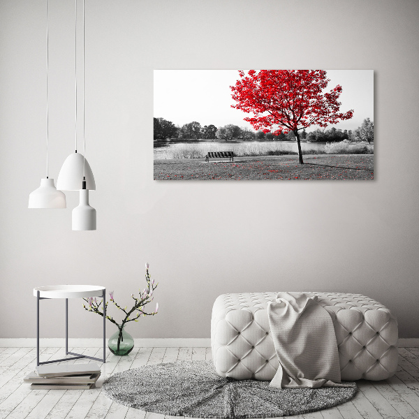 Glass picture print Red tree