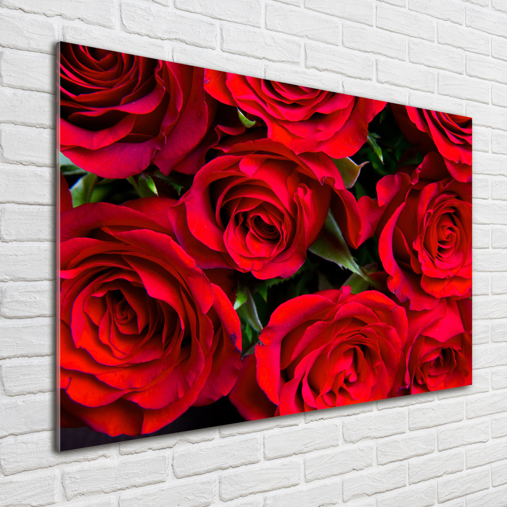 Photo printed on glass Red roses