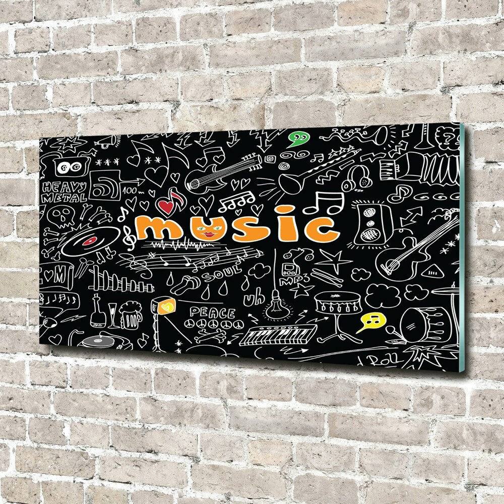 Glass art print Musical symbols