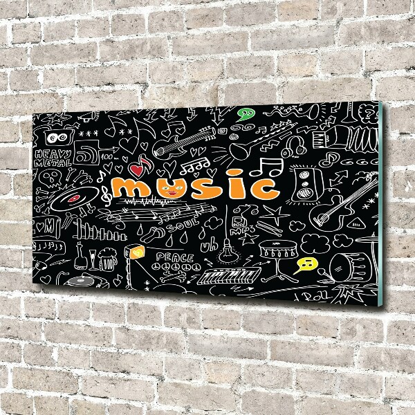 Glass art print Musical symbols