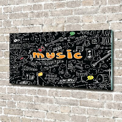 Glass art print Musical symbols