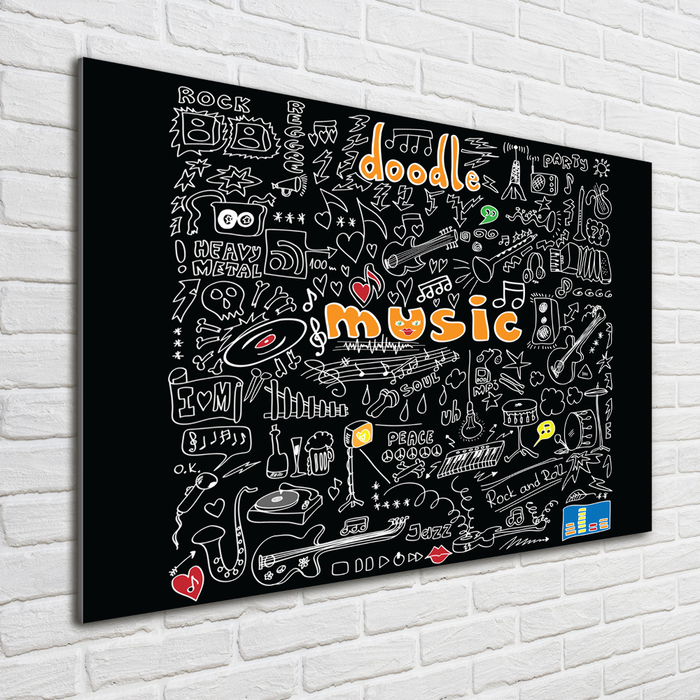 Glass art print Musical symbols