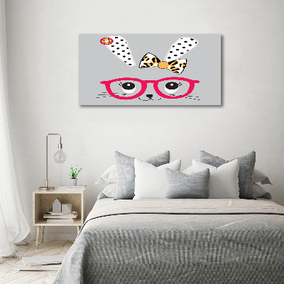 Glass picture wall art Rabbit with glasses