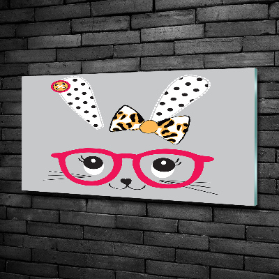 Glass picture wall art Rabbit with glasses