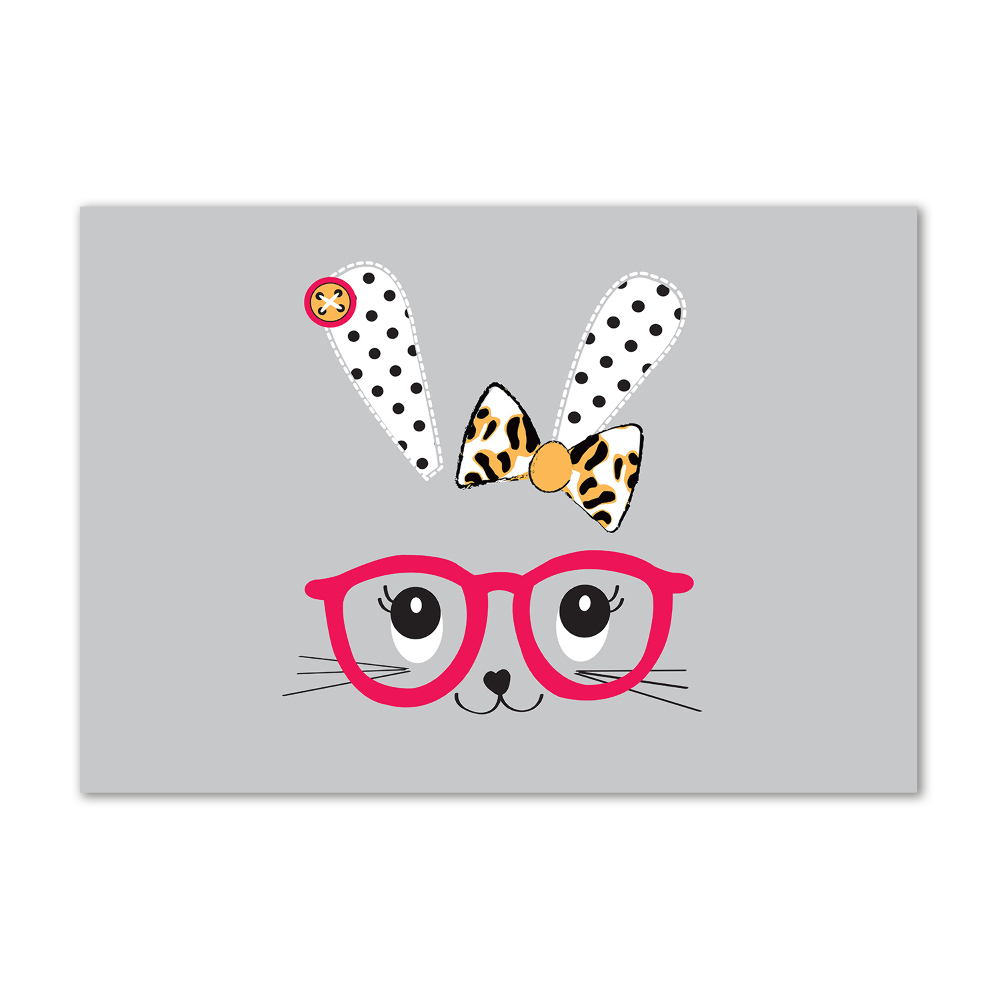 Glass picture wall art Rabbit with glasses