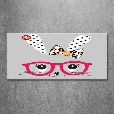 Glass picture wall art Rabbit with glasses