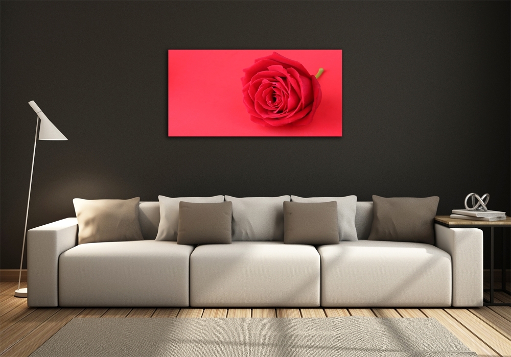 Glass wall art large Red rose