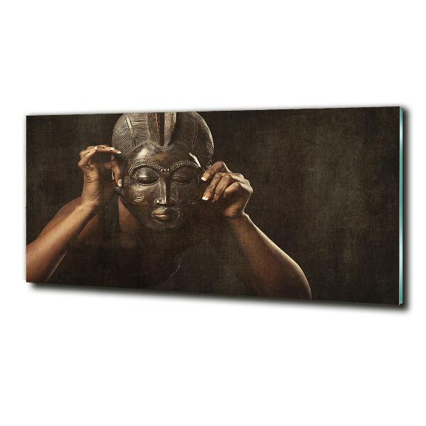 Glass wall art large African mask