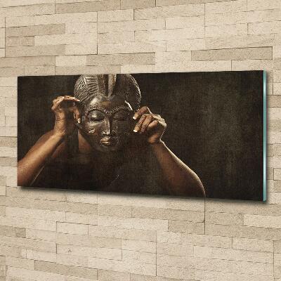 Glass wall art large African mask