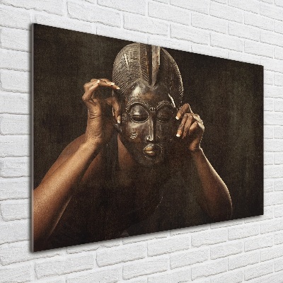 Glass wall art large African mask