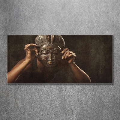 Glass wall art large African mask