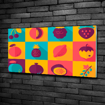 Glass art print Fruit icons