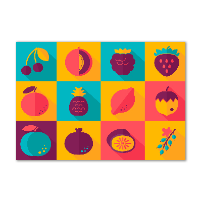 Glass art print Fruit icons