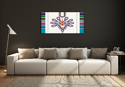 Glass wall art large Polish folk pattern