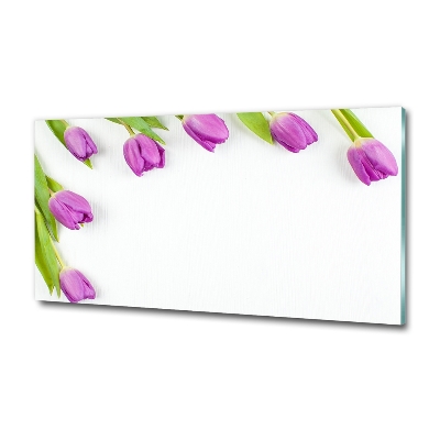 Photo printed on glass Violet tulips