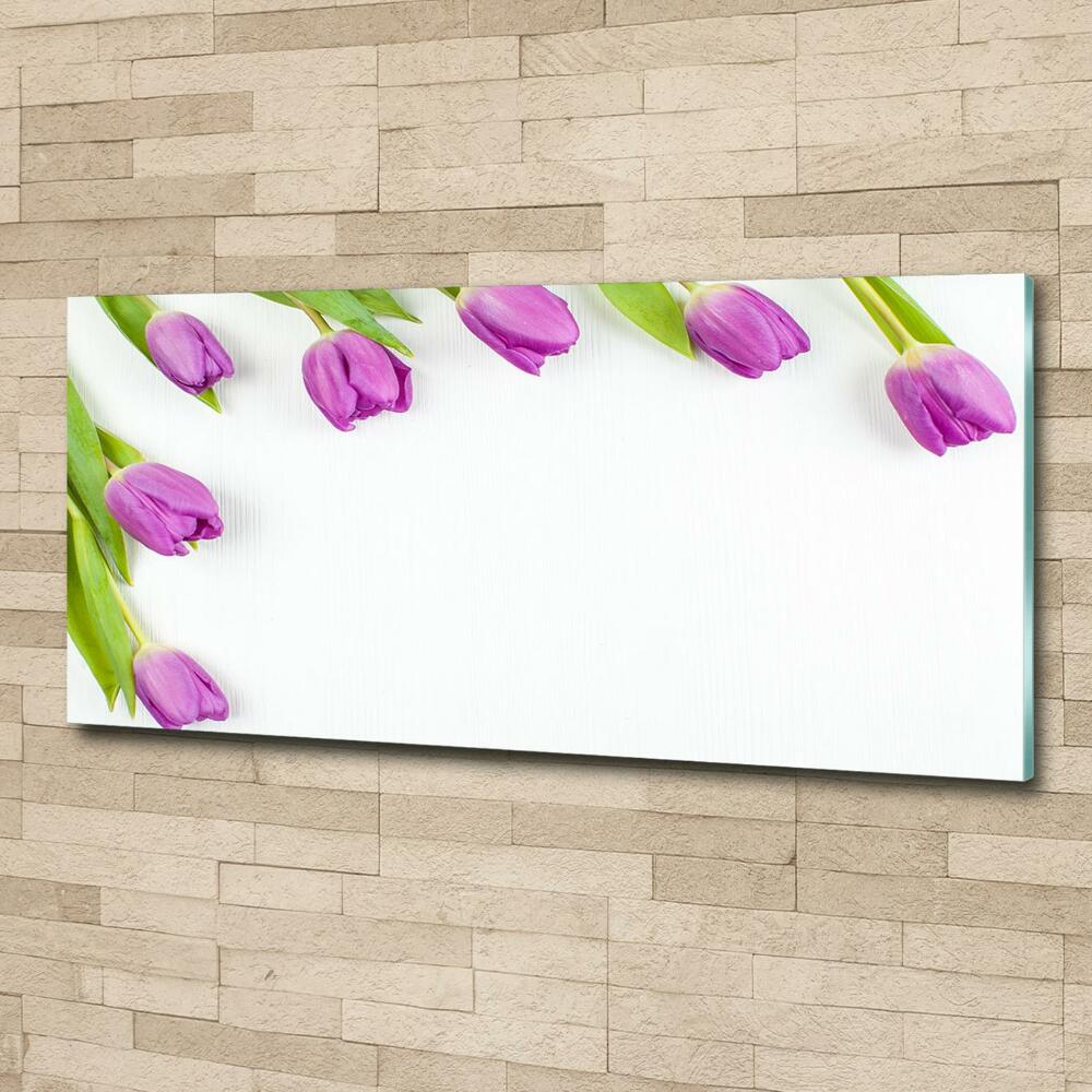 Photo printed on glass Violet tulips