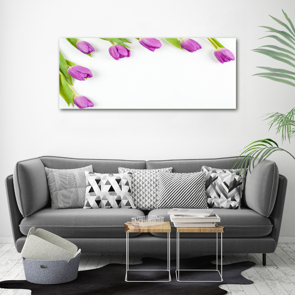 Photo printed on glass Violet tulips