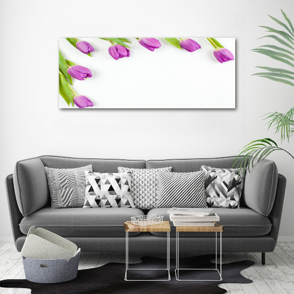 Photo printed on glass Violet tulips