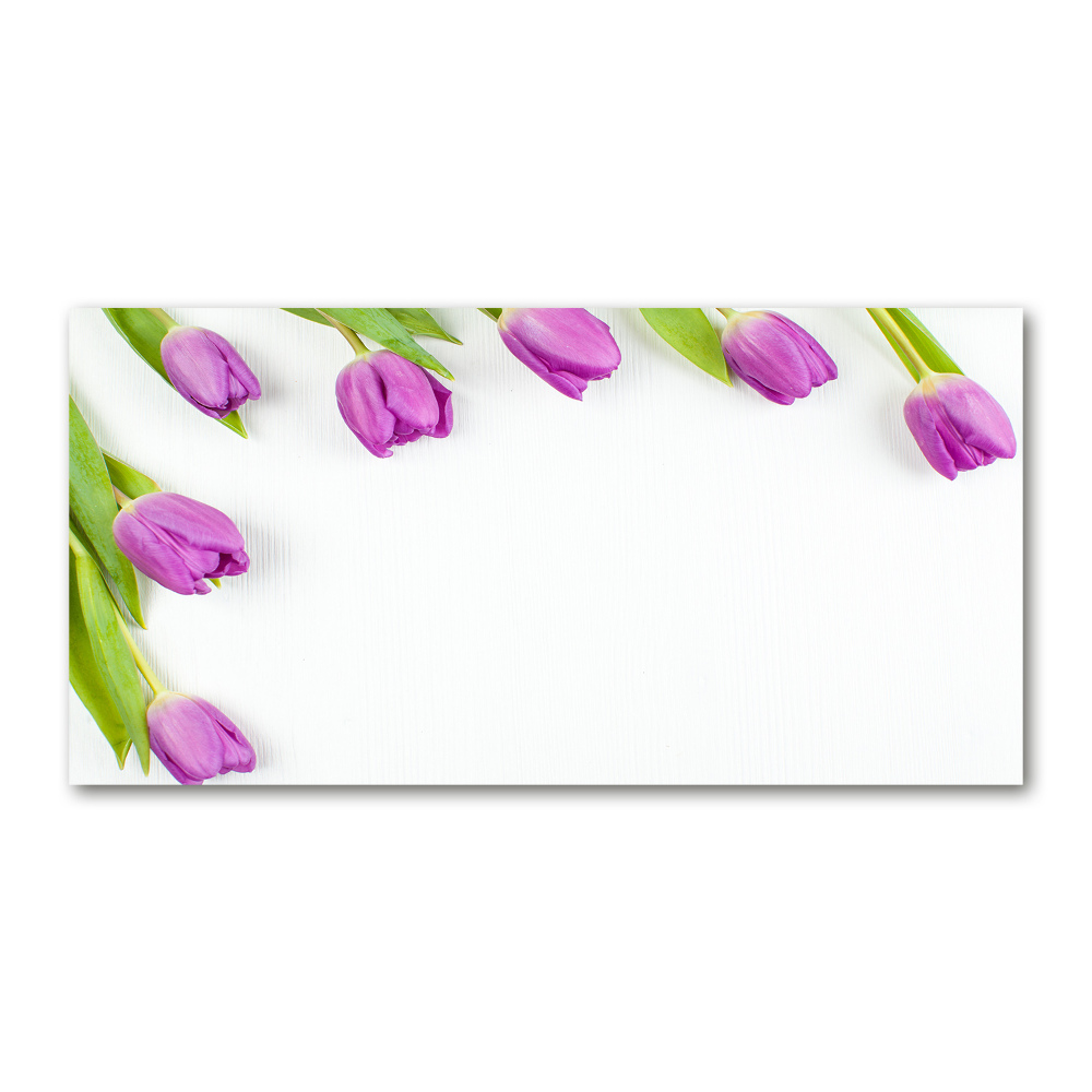 Photo printed on glass Violet tulips