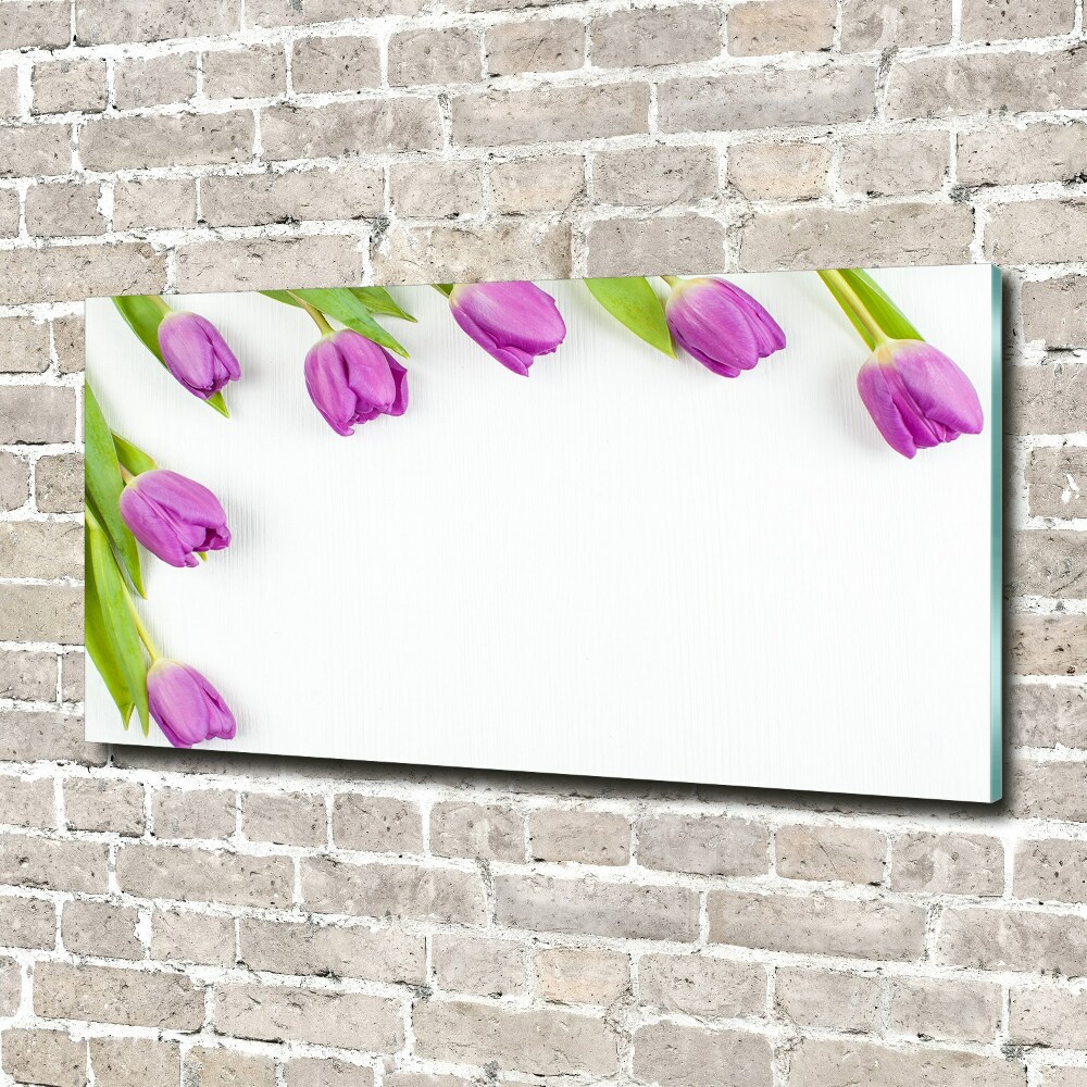 Photo printed on glass Violet tulips