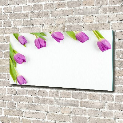 Photo printed on glass Violet tulips