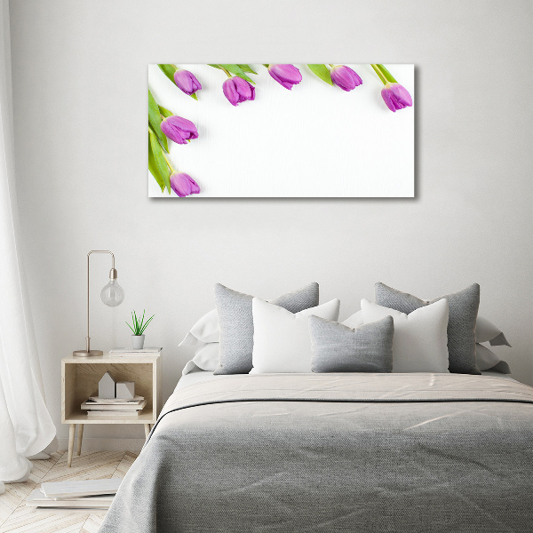 Photo printed on glass Violet tulips