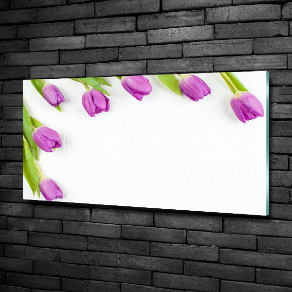 Photo printed on glass Violet tulips