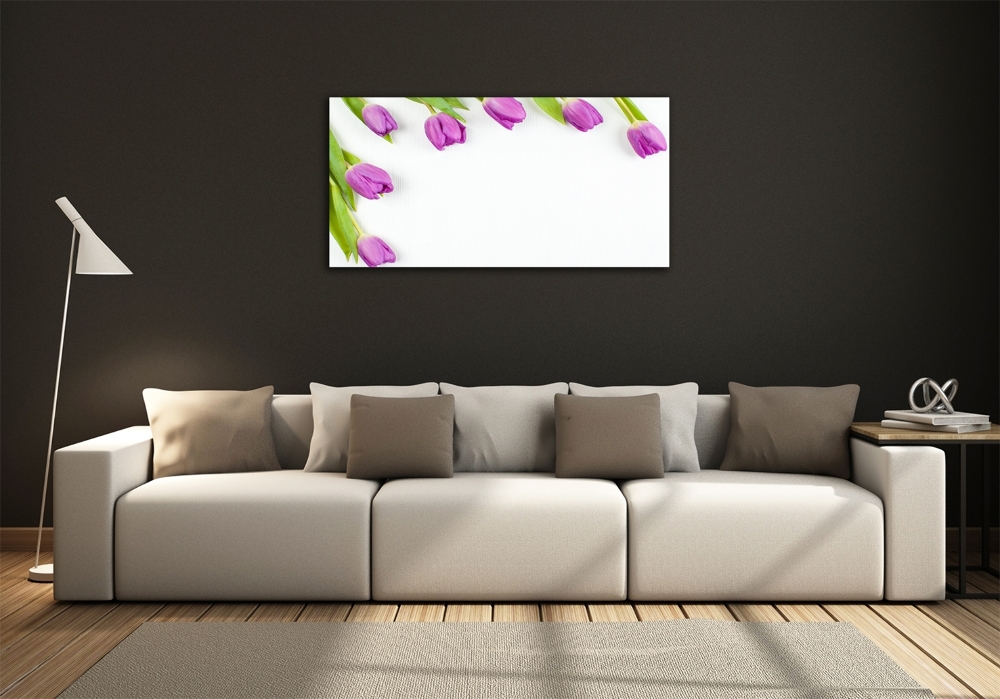 Photo printed on glass Violet tulips