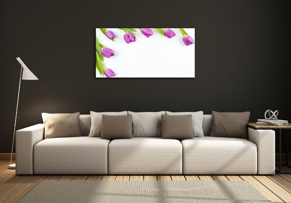 Photo printed on glass Violet tulips