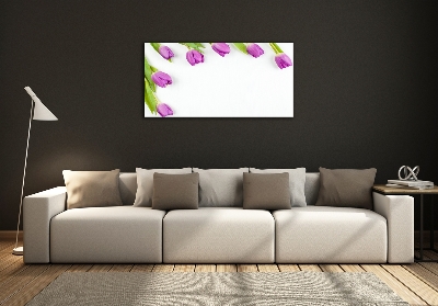 Photo printed on glass Violet tulips