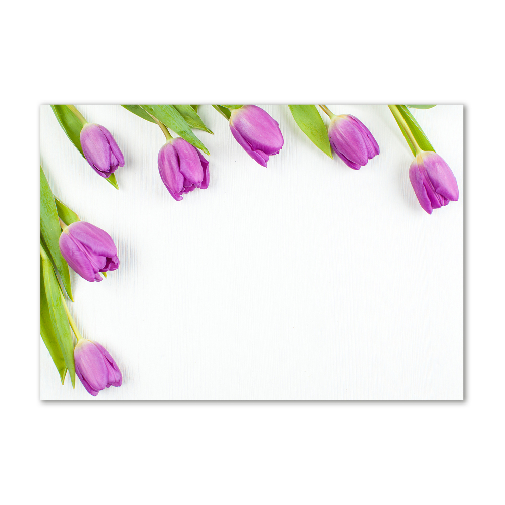 Photo printed on glass Violet tulips