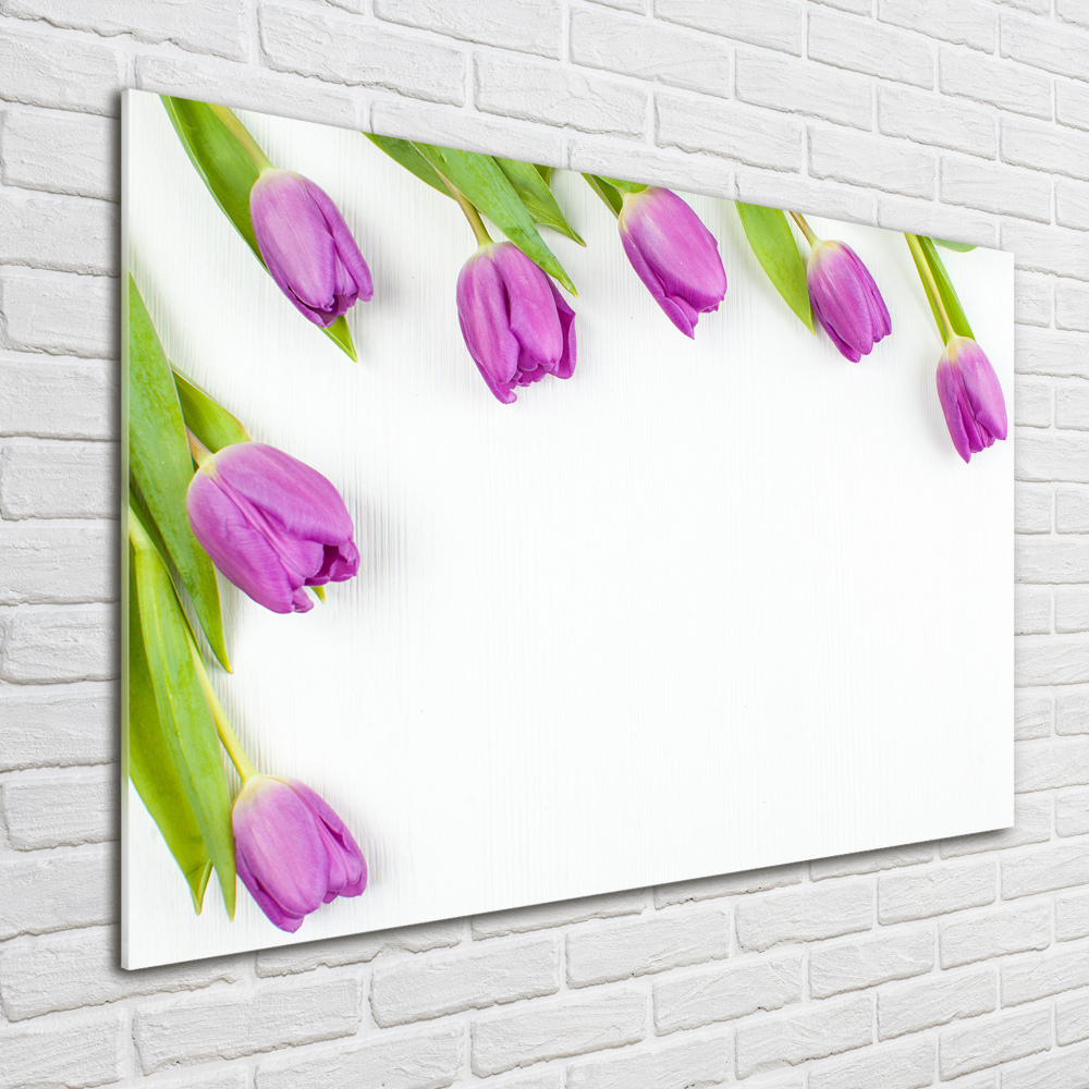 Photo printed on glass Violet tulips