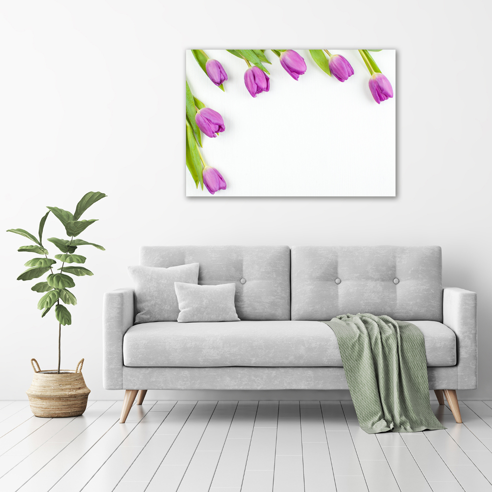 Photo printed on glass Violet tulips