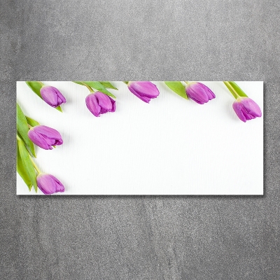 Photo printed on glass Violet tulips