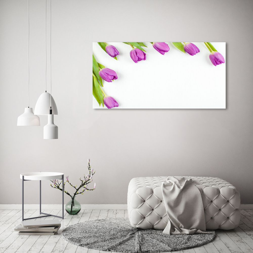 Photo printed on glass Violet tulips