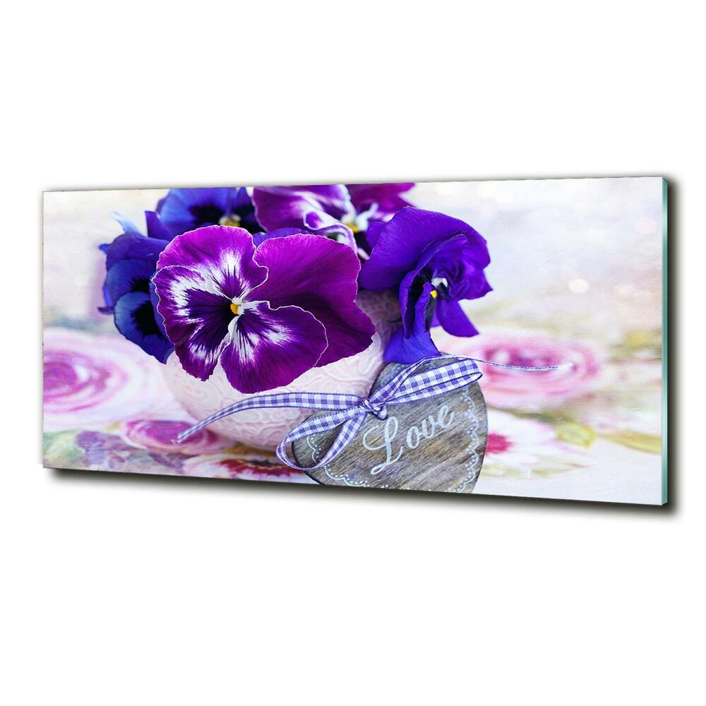 Photo printed on glass Purple pansies