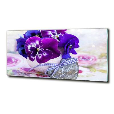 Photo printed on glass Purple pansies