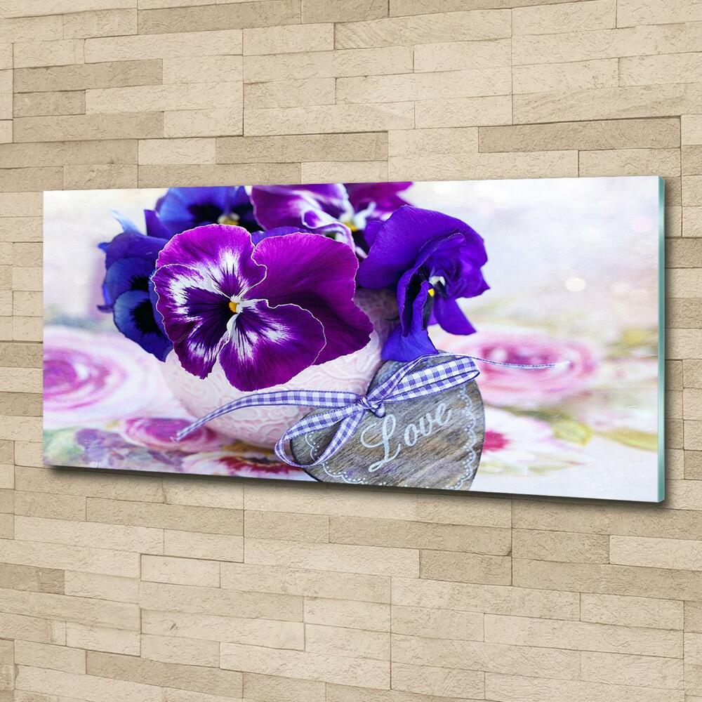 Photo printed on glass Purple pansies