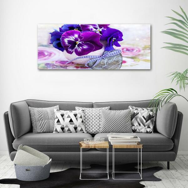 Photo printed on glass Purple pansies