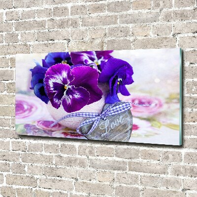 Photo printed on glass Purple pansies