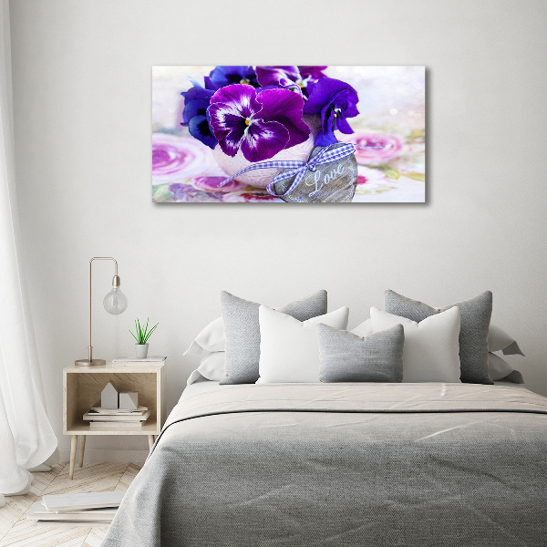 Photo printed on glass Purple pansies