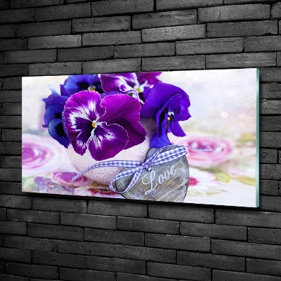 Photo printed on glass Purple pansies