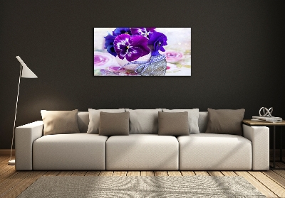 Photo printed on glass Purple pansies