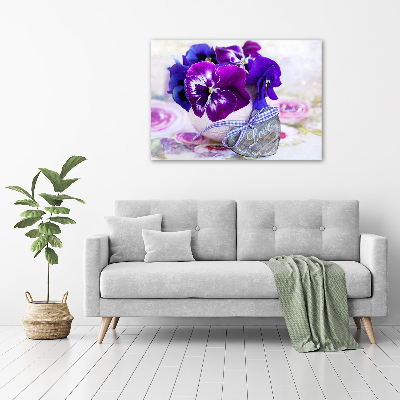 Photo printed on glass Purple pansies