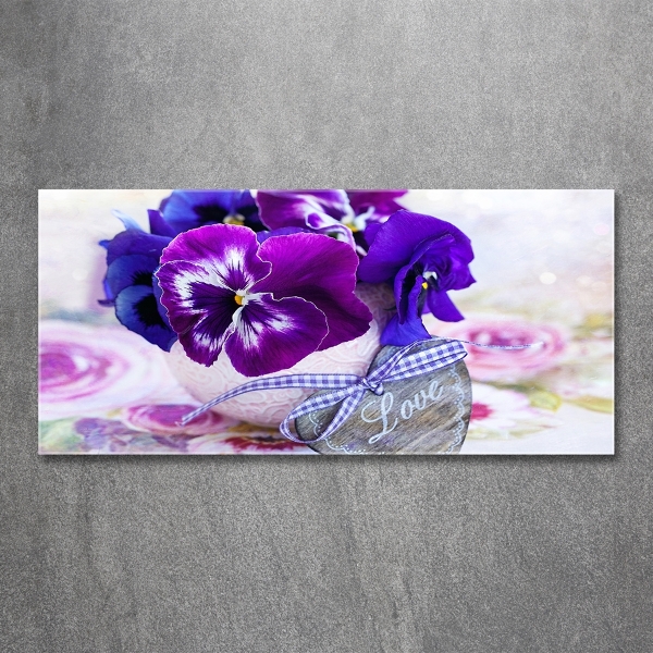 Photo printed on glass Purple pansies