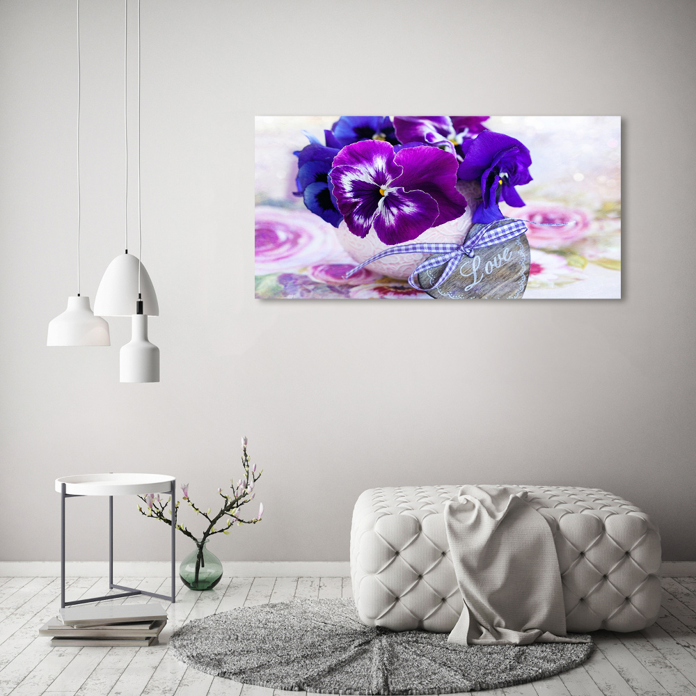 Photo printed on glass Purple pansies