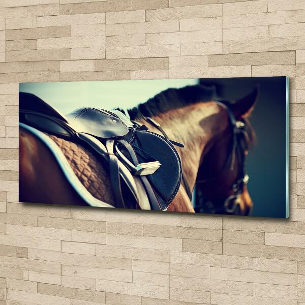 Wall art on glass Saddle with stirrups