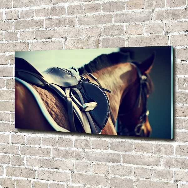 Wall art on glass Saddle with stirrups