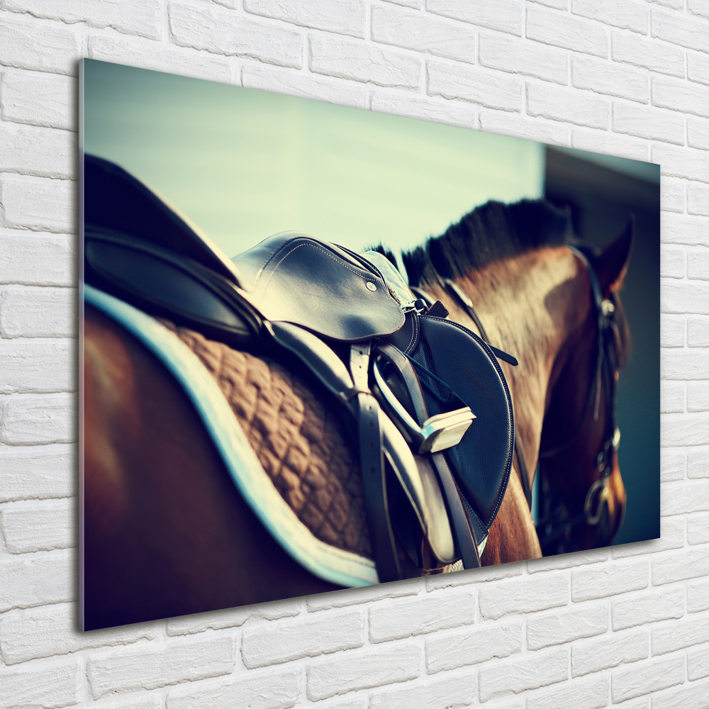 Wall art on glass Saddle with stirrups